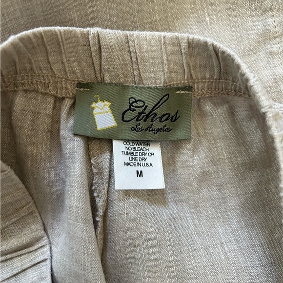 Ethos Los Angeles Linen Tiered Super Wide Leg Pants for Women in Oatmeal size M - Picture 7 of 8